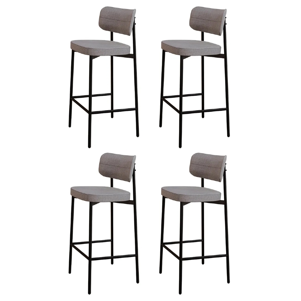 Banqueta Alta Bar Estofada Kit 4 Ella M25 Linho Cinza CL - Mpozenato