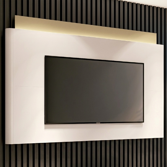 Painel TV 85 Pol 208cm Com LED Turin Off/Champanhe H01 - Mpozenato