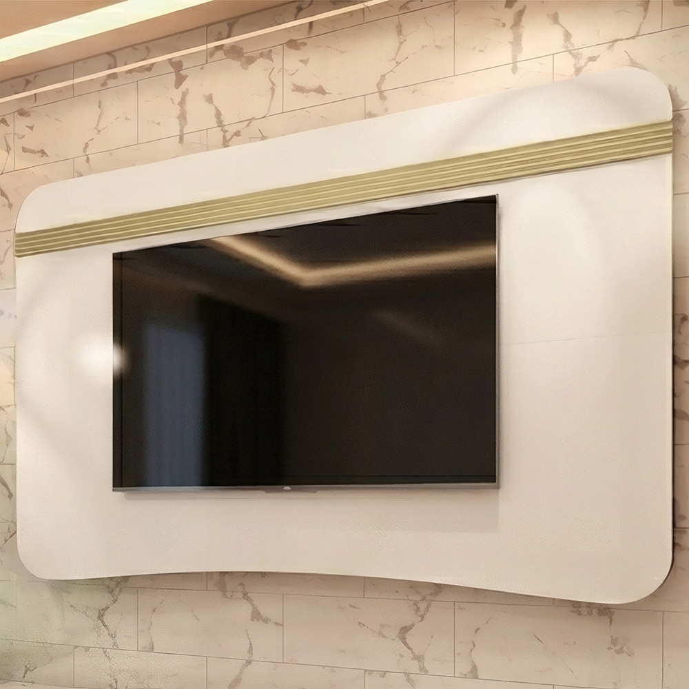 Painel TV 80 Pol 200cm Suspenso Arven Off White/Champanhe H01 - Mpozenato