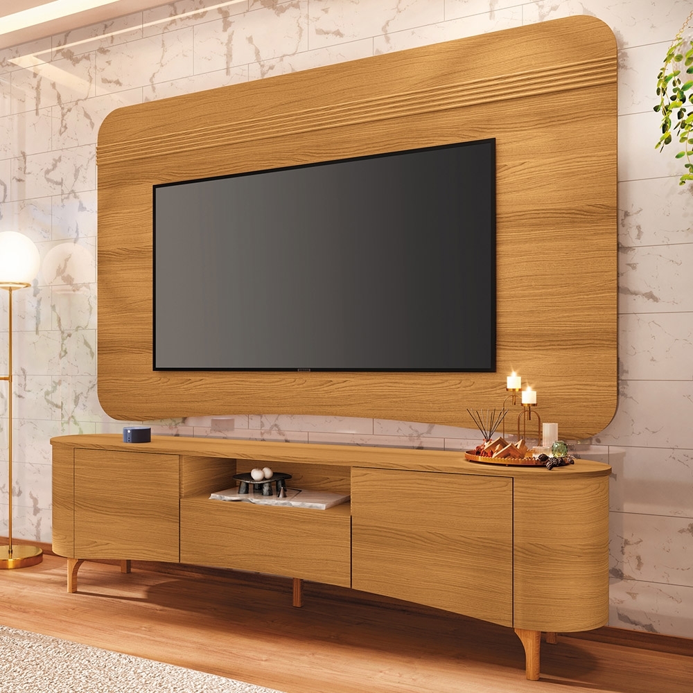 Painel TV 80 Pol 200cm Arven e Rack Sala Yang Cinamomo H01 - Mpozenato