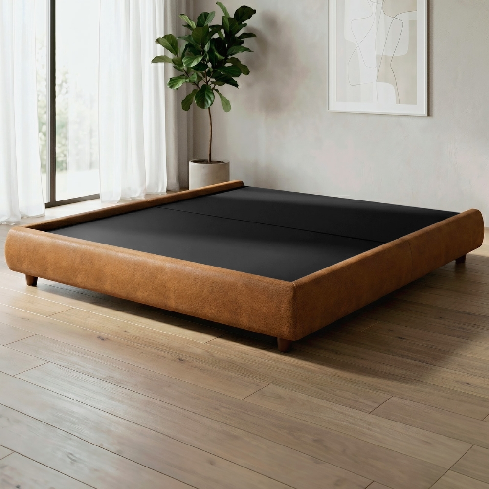 Cama King Base Box 195cm Cairo Sintético Caramelo Z37 - Mpozenato