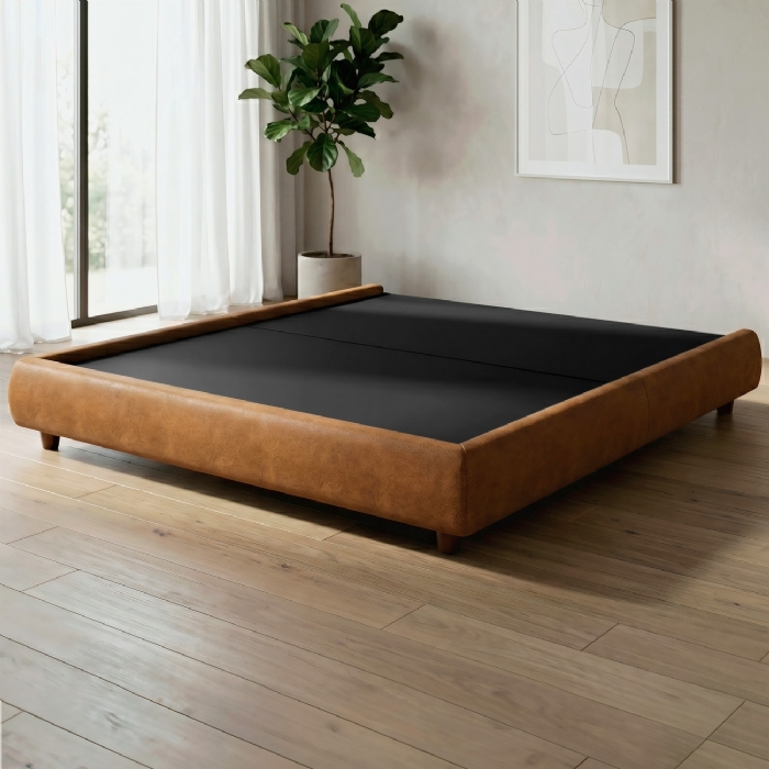 Cama King Base Box 195cm Cairo Sintético Caramelo Z37 - Mpozenato