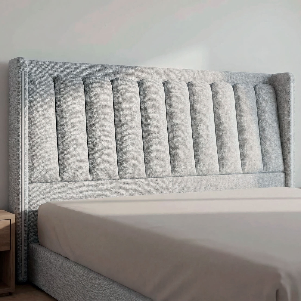Cabeceira Cama King 195cm Luara Linho Cinza Claro Z37 - Mpozenato
