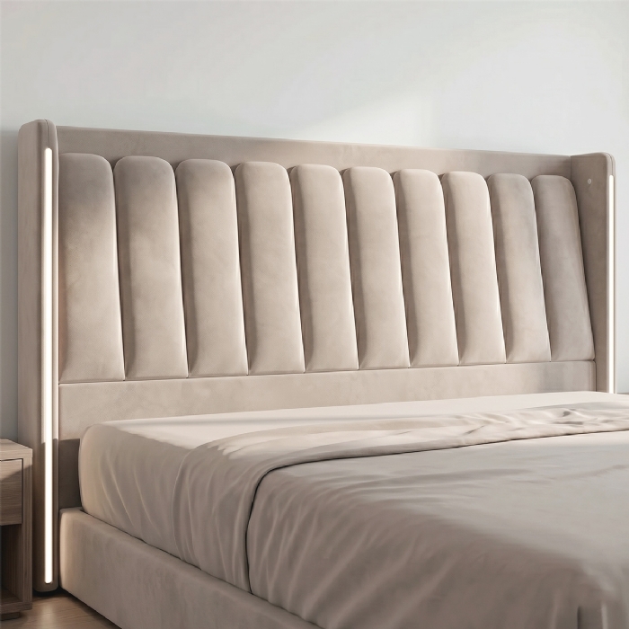 Cabeceira Cama King 195cm Luara Veludo Bege Z37 - Mpozenato