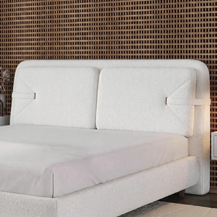 Cabeceira Cama King 195cm Nalu Bouclê Creme Z37 - Mpozenato