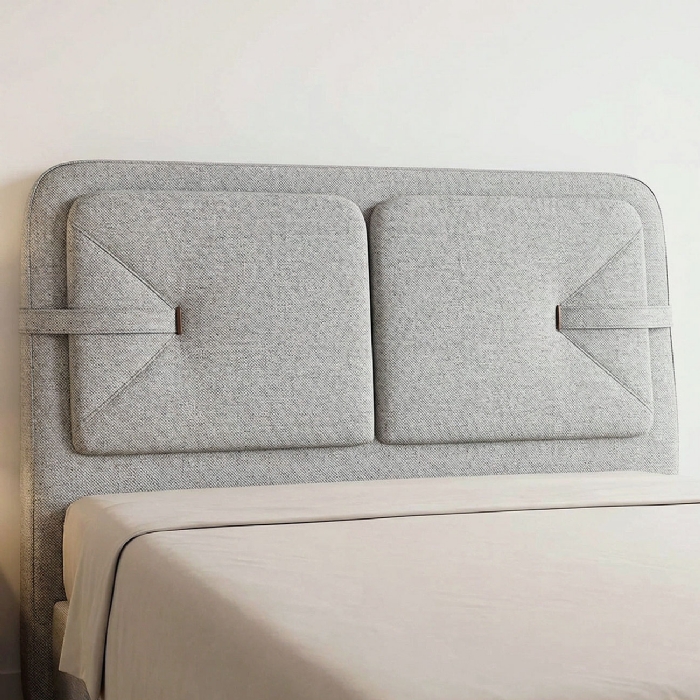 Cabeceira Cama Casal 140cm Nalu Linho Cinza Claro Z37 - Mpozenato