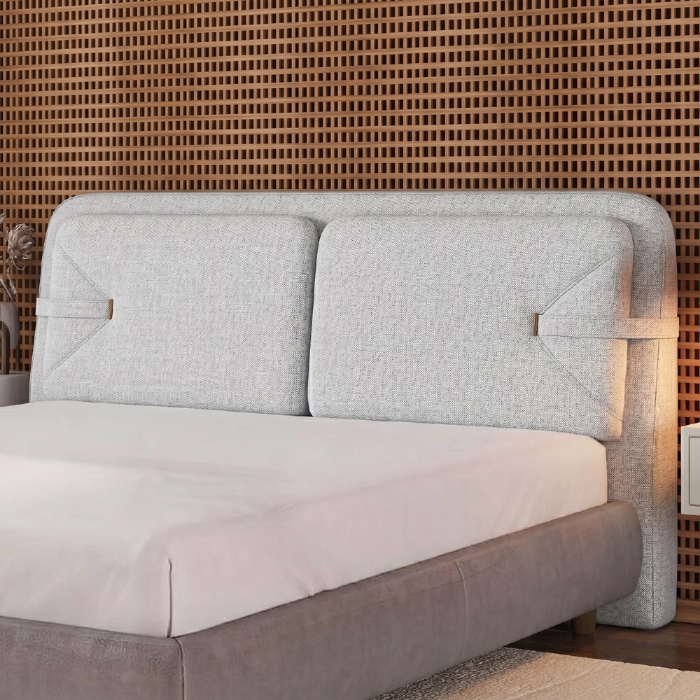 Cabeceira Cama King 195cm Nalu Linho Cinza Claro Z37 - Mpozenato