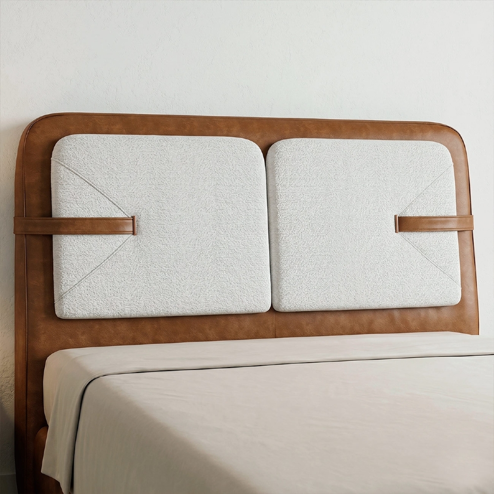 Cabeceira Cama Casal 140cm Nalu Sintético Caramelo/Creme Z37 - Mpozenato
