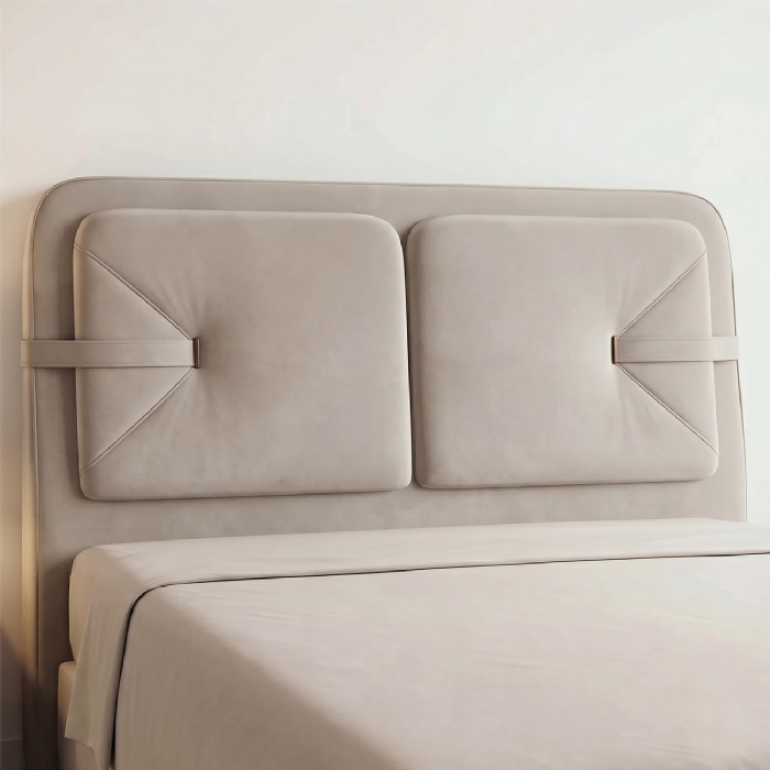 Cabeceira Cama Casal 140cm Nalu Veludo Bege Z37 - Mpozenato