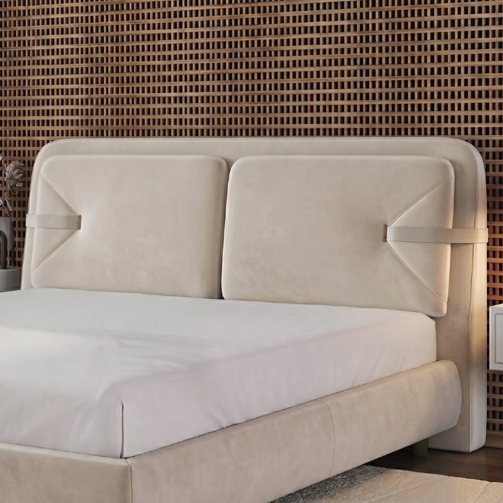 Cabeceira Cama King 195cm Nalu Veludo Bege Z37 - Mpozenato