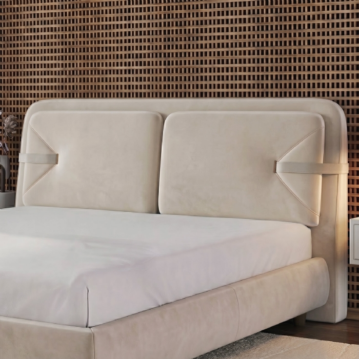 Cabeceira Cama King 195cm Nalu Veludo Bege Z37 - Mpozenato