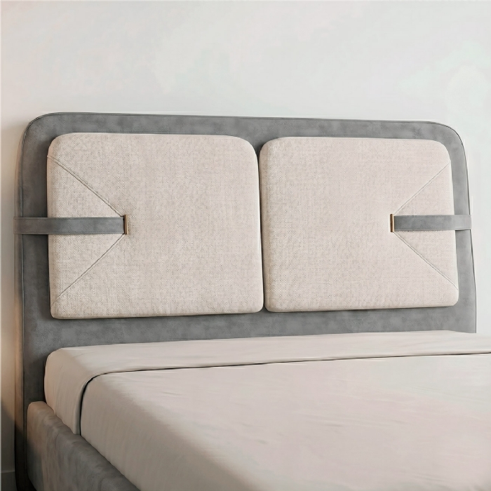 Cabeceira Cama Casal 140cm Nalu Facto Cinza/Linho Off  Z37 - Mpozenato