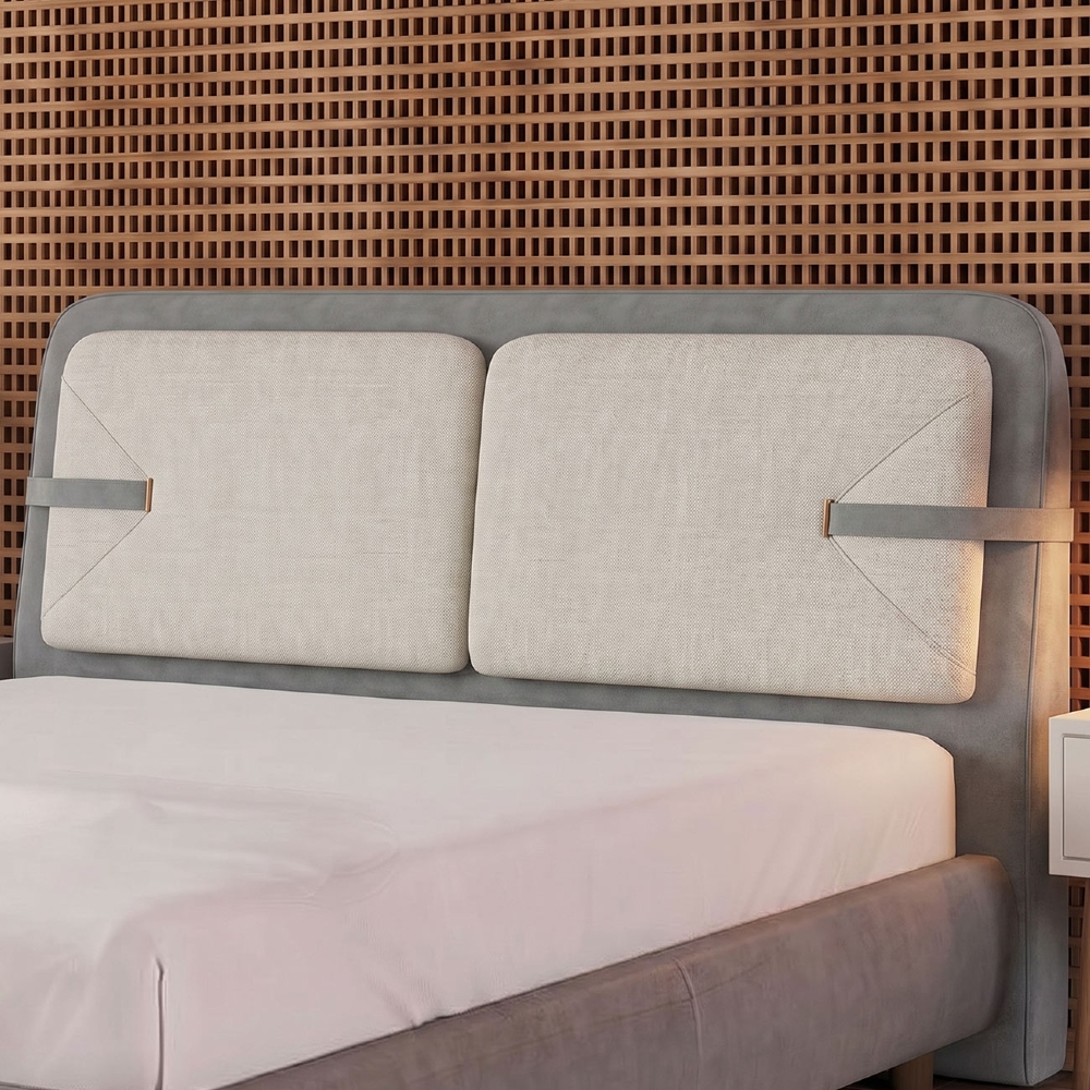 Cabeceira Cama King 195cm Nalu Facto Cinza/Linho Off  Z37 - Mpozenato