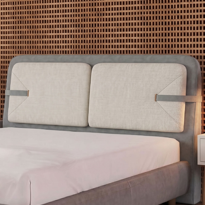 Cabeceira Cama King 195cm Nalu Facto Cinza/Linho Off  Z37 - Mpozenato