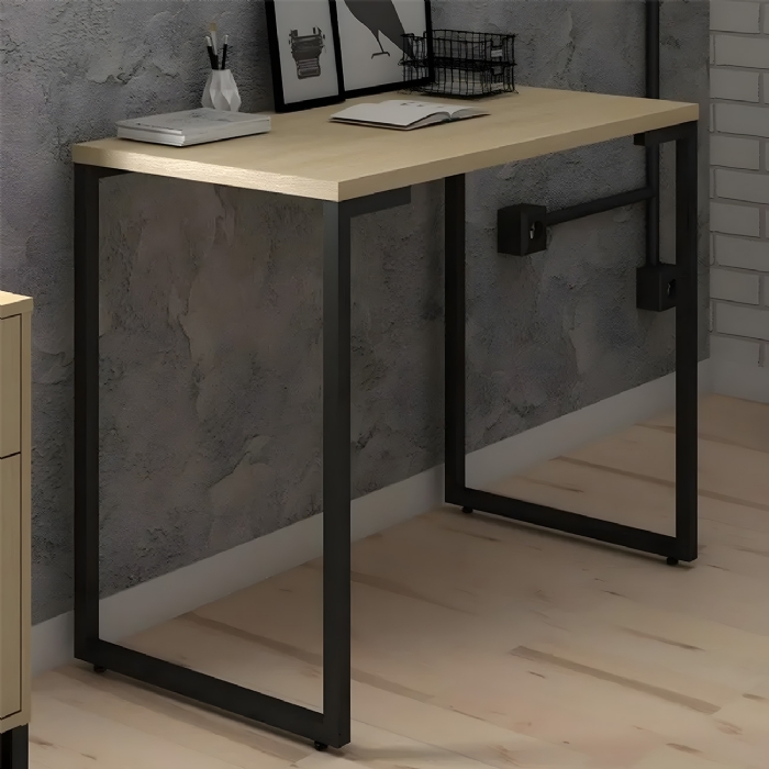 Mesa Escritório Estilo Industrial Porto 90cm Nature - Fit Mobel