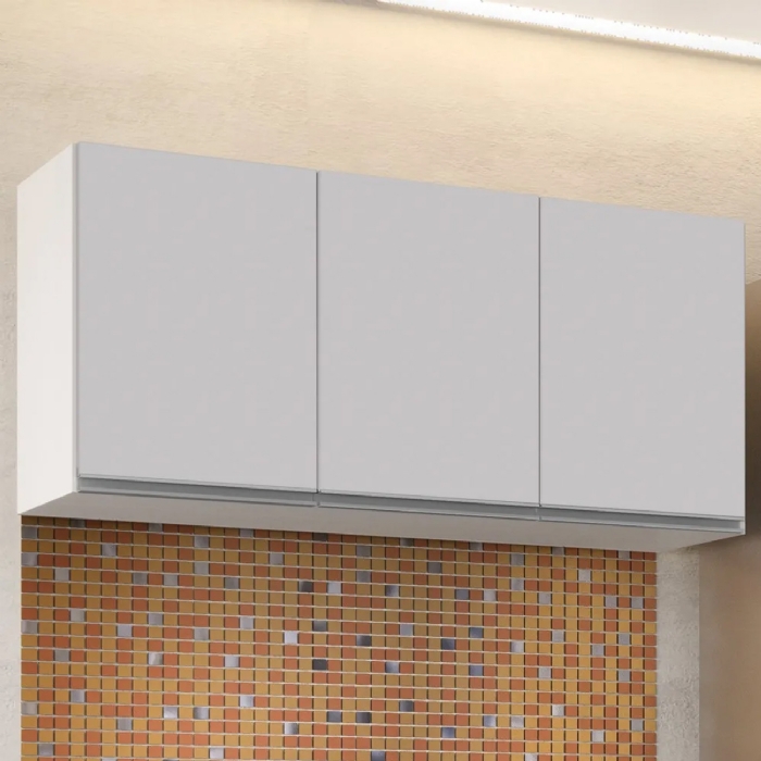 Armário de Cozinha Aéreo 120cm 3 Portas Virgínia Branco - Lumil 