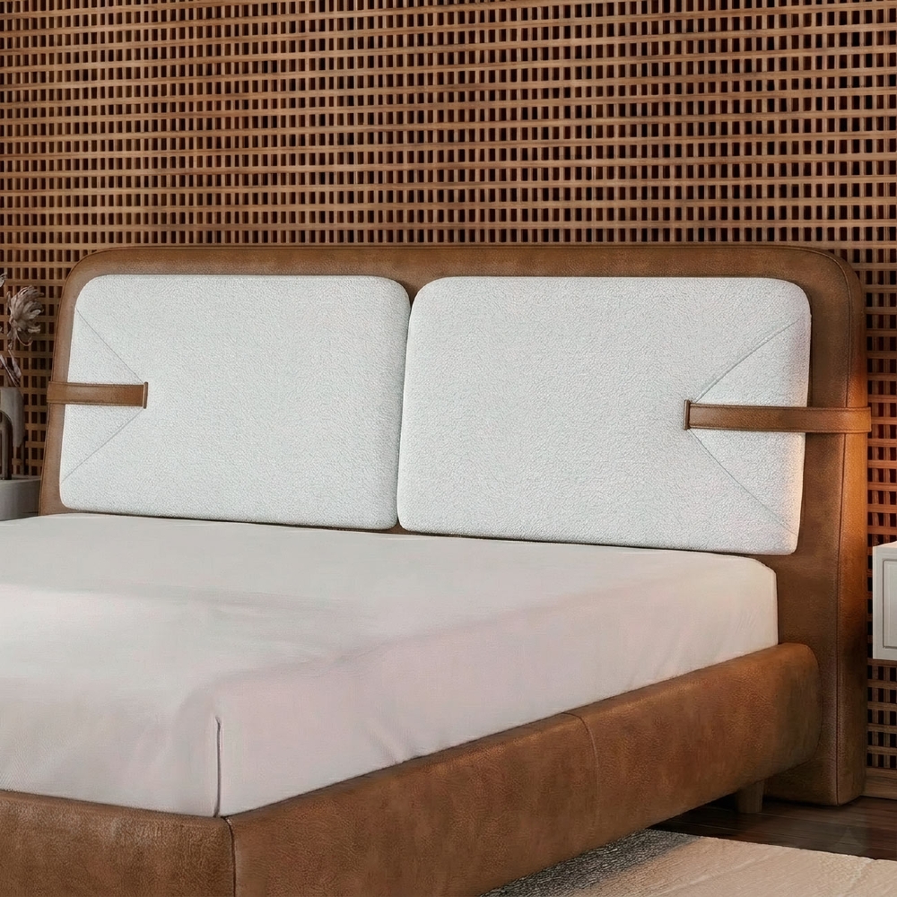 Cabeceira Cama King 195cm Nalu Sintético Caramelo/Creme Z37 - Mpozenato