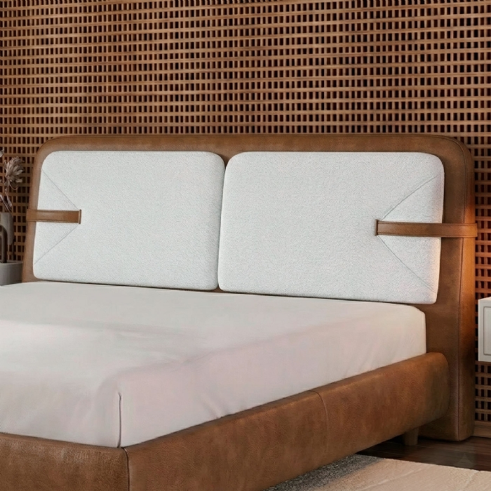 Cabeceira Cama King 195cm Nalu Sintético Caramelo/Creme Z37 - Mpozenato