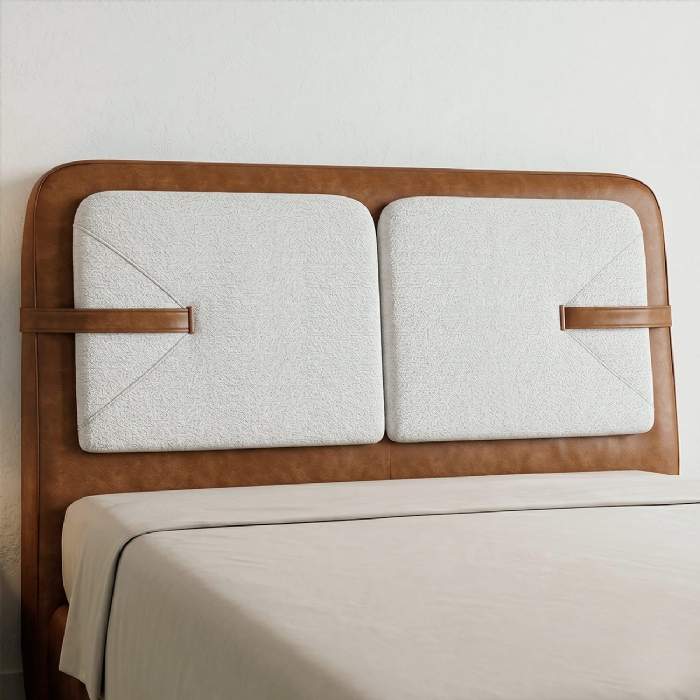 Cabeceira Cama Queen 160cm Nalu Sintético Caramelo/Creme Z37 - Mpozenato