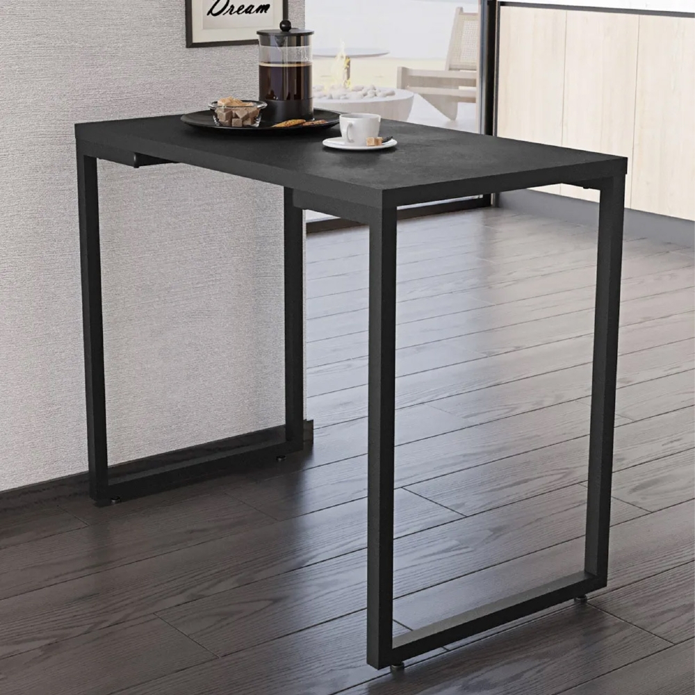 Mesa de Cozinha Multiuso Lanche Rápido Estilo Industrial 90x50cm BP Prattica F02 Preto - Mpozenato