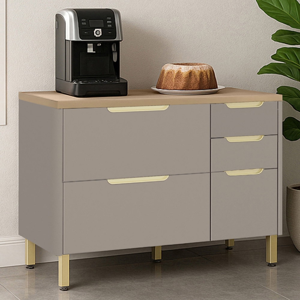Balcão de Cozinha Com Tampo 120cm Marina Cinammon/Freijó L01 - Mpozenato