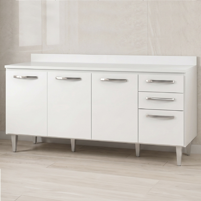 Balcão Gabinete 160cm com Tampo Áustria Branco - Lumil