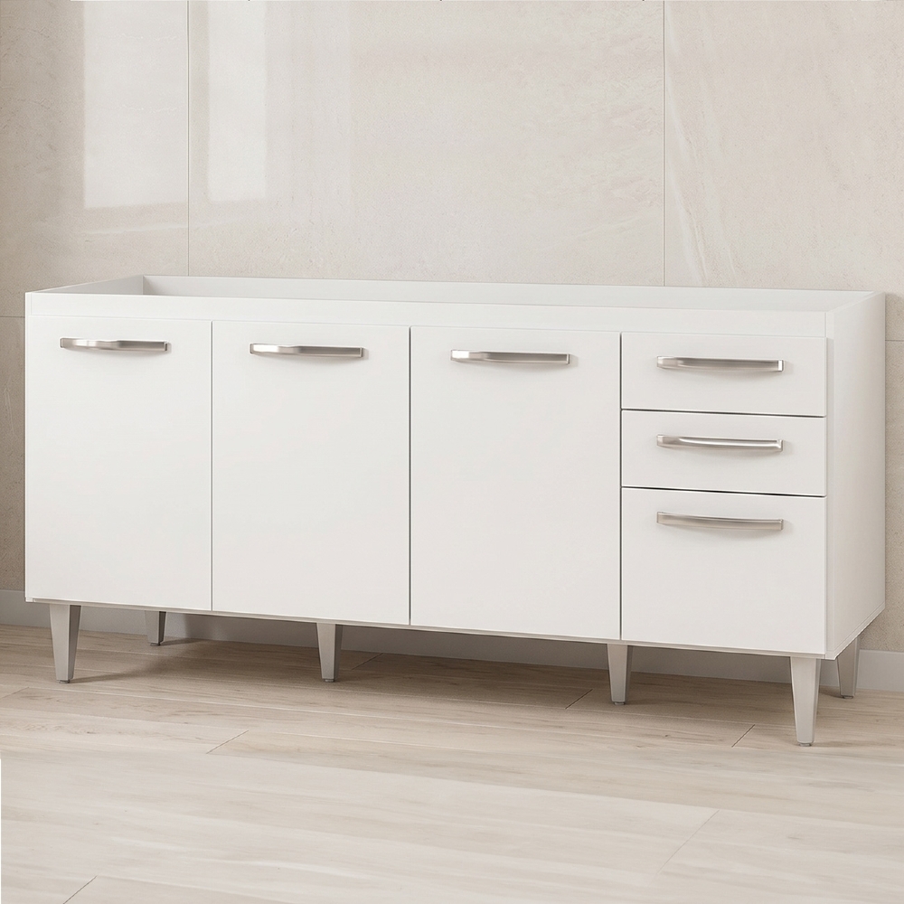 Balcão Gabinete Áustria 160cm sem Tampo 4 Portas 2 Gavetas Branco - Lumil Móveis