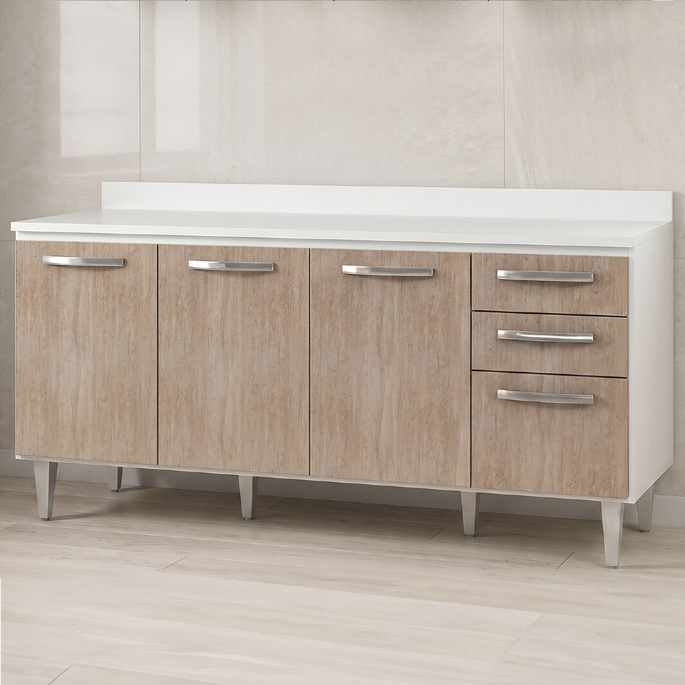 Balcão Gabinete 160cm com Tampo Áustria Branco/Castanho - Lumil
