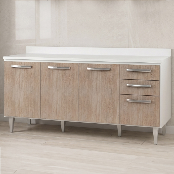 Balcão Gabinete 160cm com Tampo Áustria Branco/Castanho - Lumil