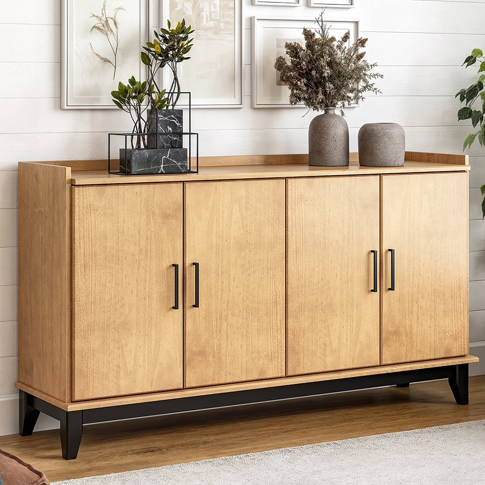 Buffet Aparador 152cm 4 Portas Storage Carvalho/Preto Z25 - Mpozenato