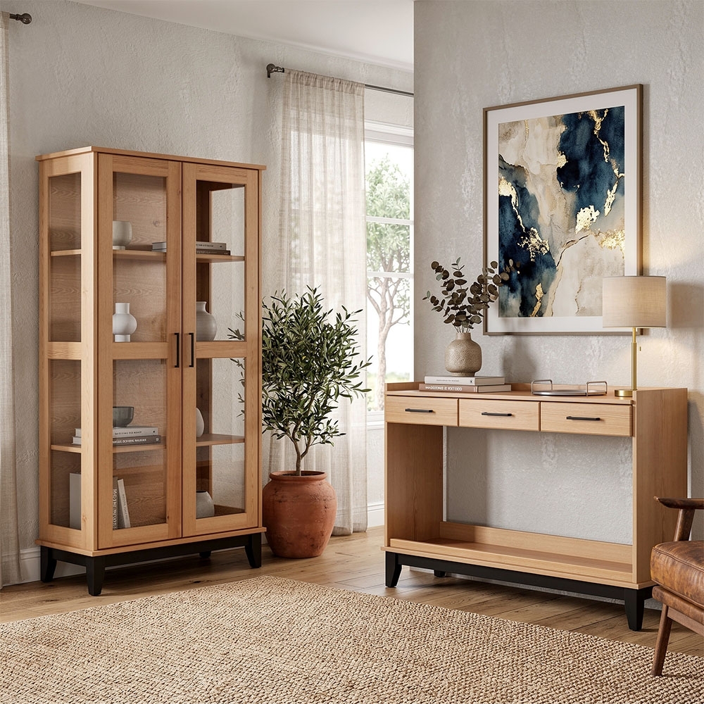 Aparador Sala 135cm e Cristaleira Storage Carvalho/Preto Z25 - Mpozenato