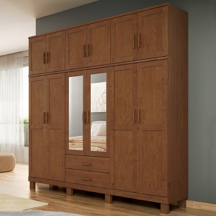Guarda Roupa Casal Bipartido 225cm 2 Gavetas Giana Castanho F07 - Mpozenato