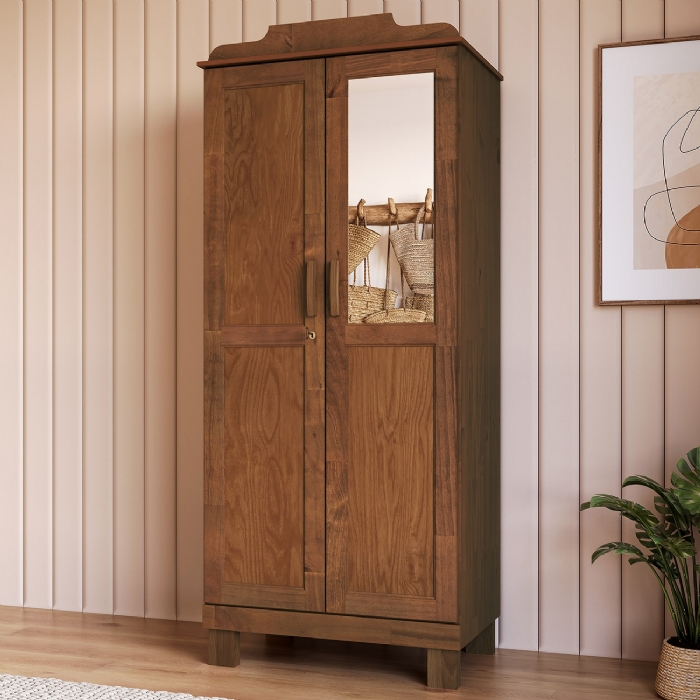 Guarda Roupa Solteiro 78cm 2 Gavetas Giana Castanho F07 - Mpozenato
