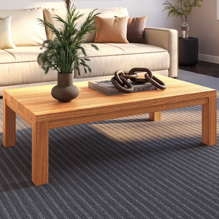 Mesa de Centro Baixa 120cm Madeira Maciça Floris Carvalho F07 - Mpozenato