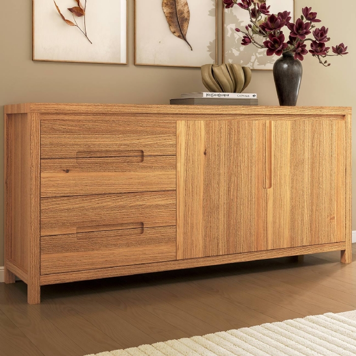 Buffet Aparador 165cm 2 Portas Madeira Maciça Floris Carvalho F07 - Mpozenato