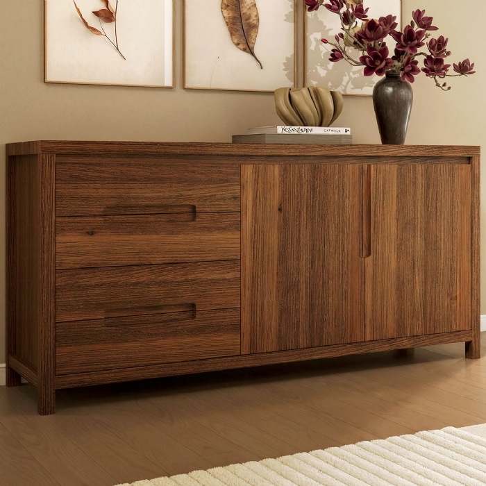 Buffet Aparador 165cm 2 Portas Madeira Maciça Floris Castanho F07 - Mpozenato