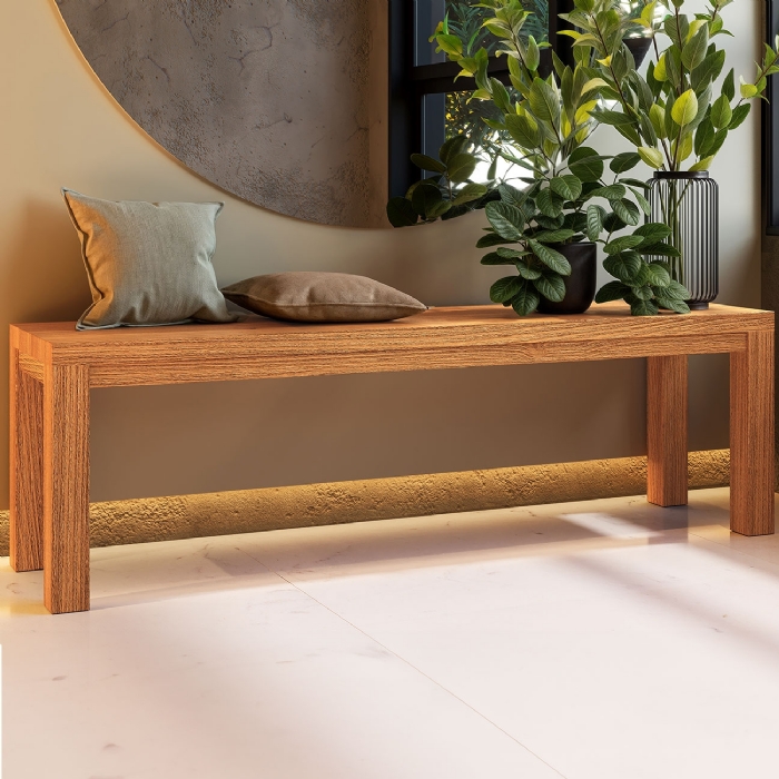 Banco de Madeira 150cm 3 Lugares Floris Carvalho F07 - Mpozenato