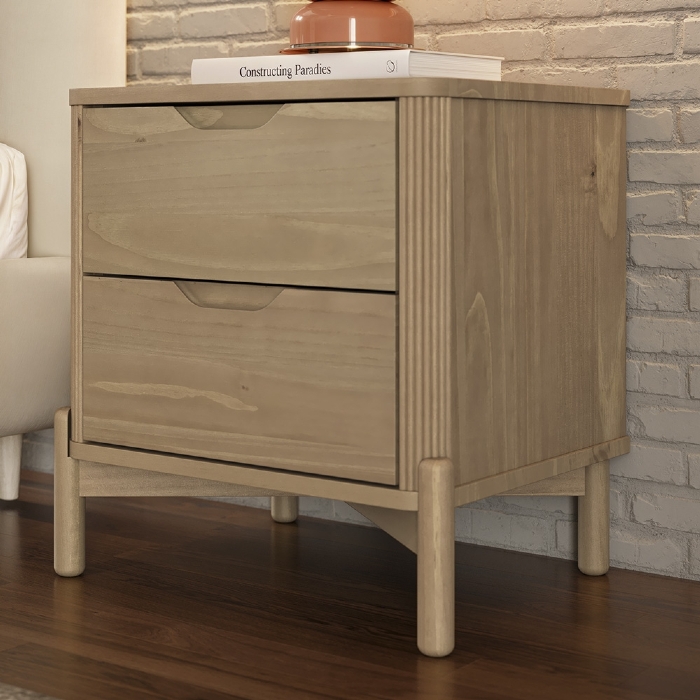 Mesa de Cabeceira Para Quarto 52cm 2 Gavetas Nira Tauari F07 - Mpozenato