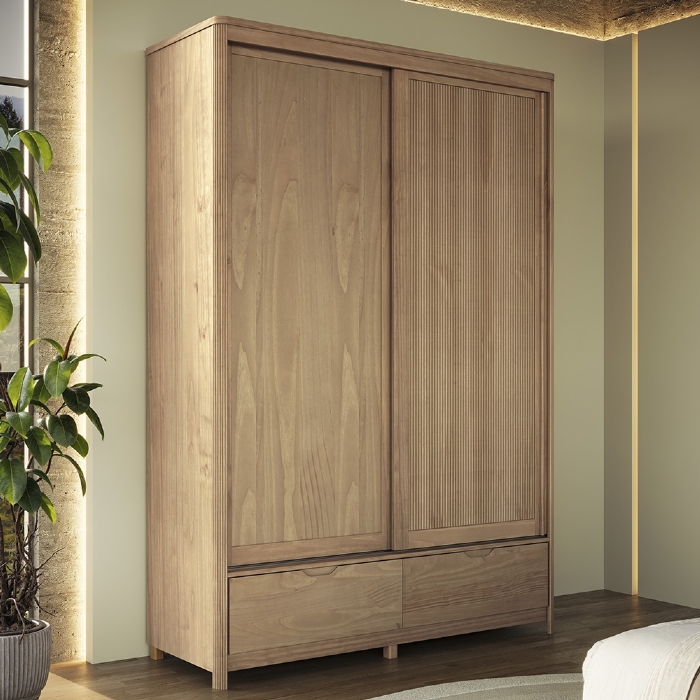 Guarda Roupa Casal 151cm 2 Portas Madeira Maciça Nira Tauari F07 - Mpozenato