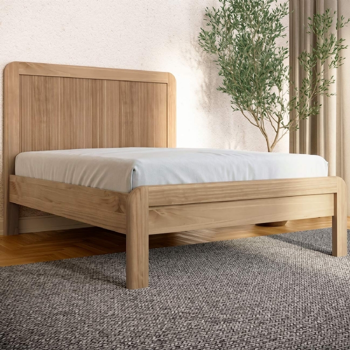 Cama Casal 140cm Madeira Maciça Nira Tauari F07 - Mpozenato
