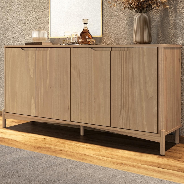 Buffet Aparador 167cm 4 Portas Madeira Maciça Nira Tauari F07 - Mpozenato