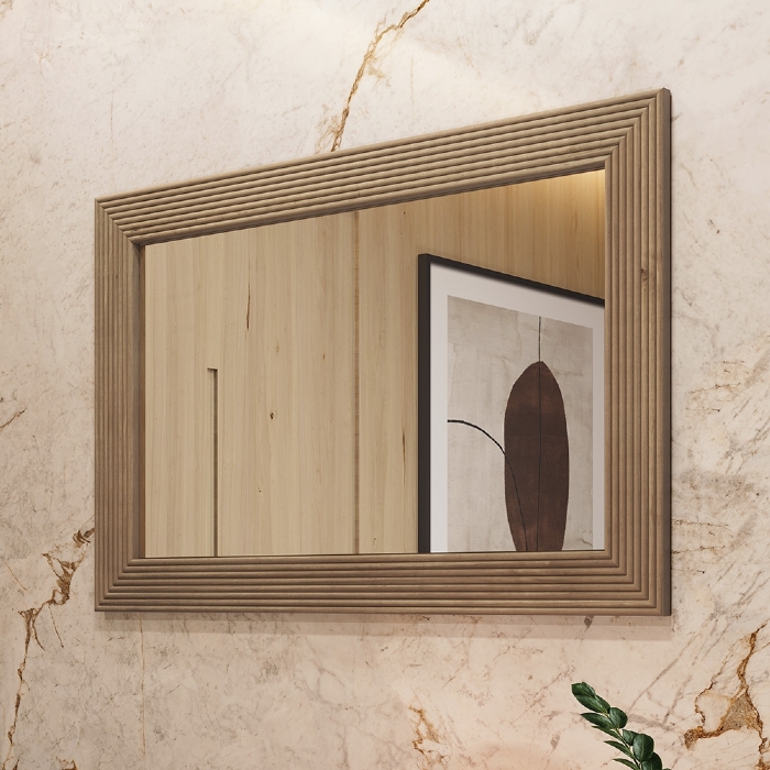 Espelho com Moldura Decorativo 120cm Madeira Maciça Nira Tauari F07 - Mpozenato
