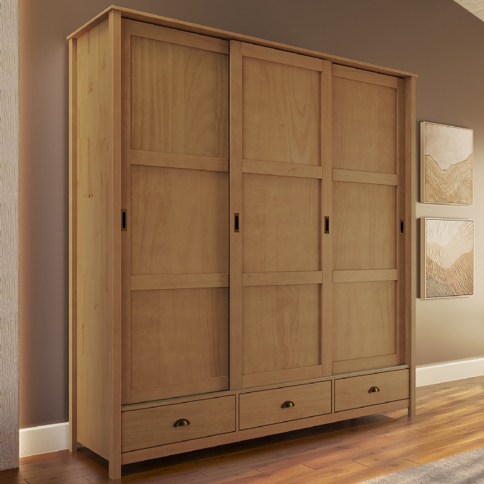 Guarda Roupa Casal 196cm 3 Portas Deslizantes Lazio Freijó F07 - Mpozenato