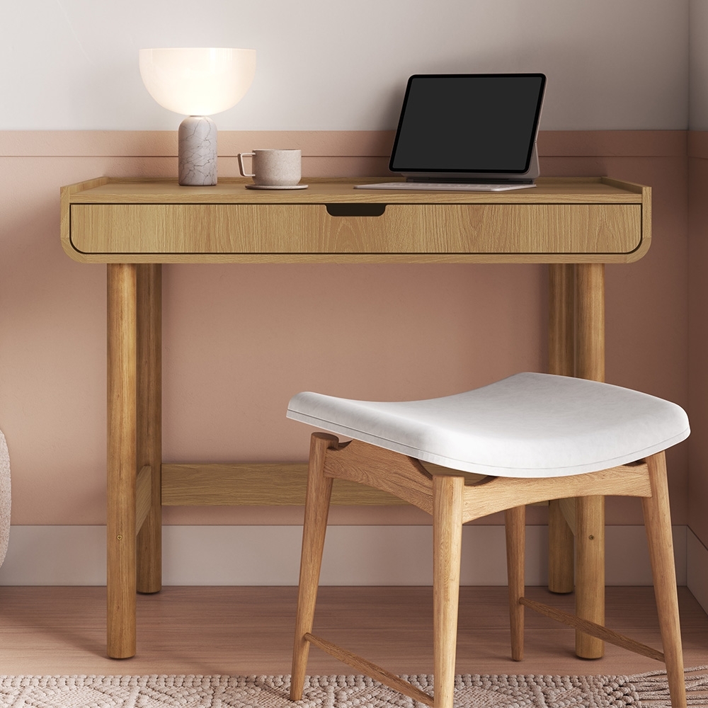 Mesa Escrivaninha 100cm 1 Gaveta Pé Madeira Luara Hanover A10 - Mpozenato