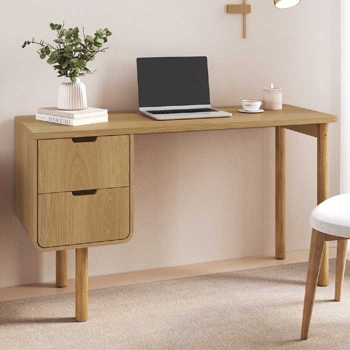 Mesa Escrivaninha 136cm 2 Gavetas Pé Madeira Luara Hanover A10 - Mpozenato