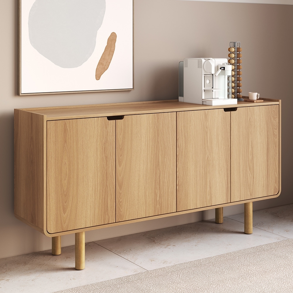 Buffet Aparador 160cm 4 Portas Pé Madeira Luara Hanover A10 - Mpozenato