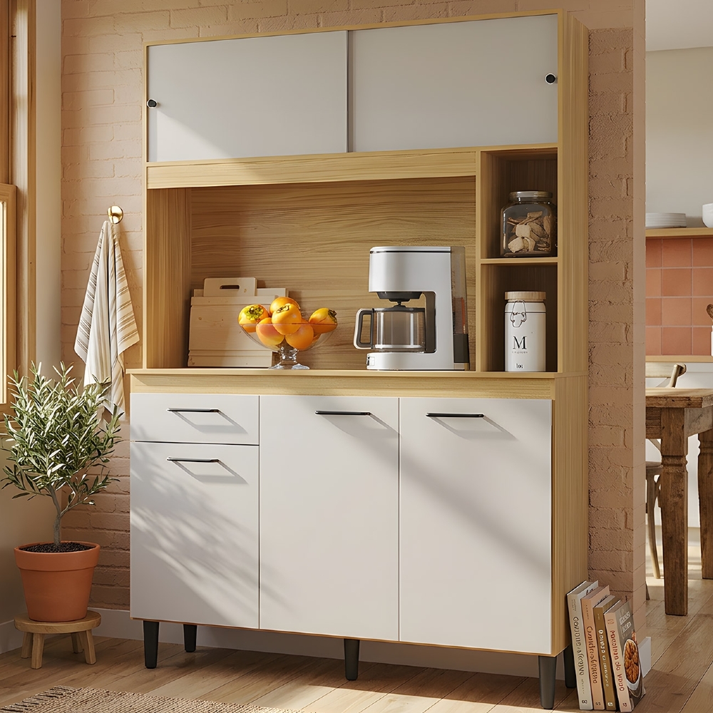Armário de Cozinha Compacta 120cm Parisi Z46 Damasco/Off White - Mpozenato