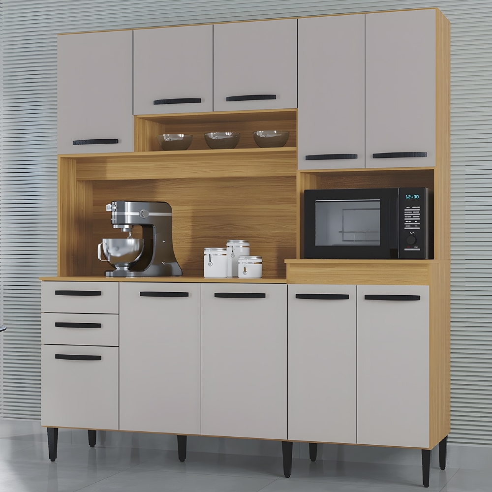 Armário de Cozinha Compacta 180cm Regina Z46 Damasco/Off White