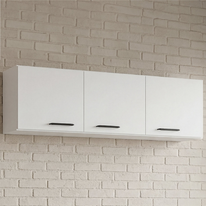 Armário Aéreo de Cozinha 120cm 3 Portas Classic Branco - Poquema