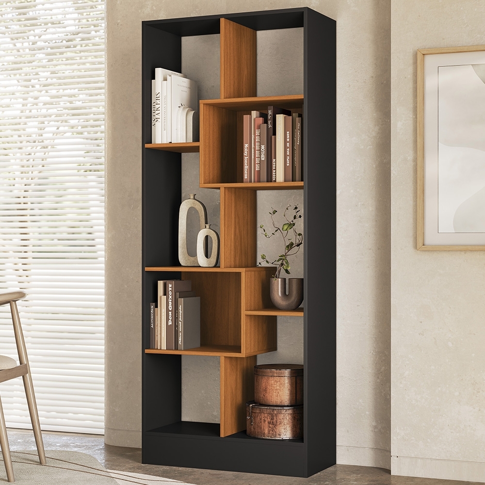 Estante Livreiro 73cm Com Nichos Dora Preto/Cinamomo Z49 - Mpozenato